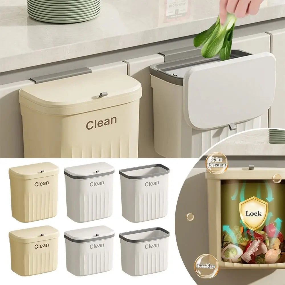 Cubo de compost para cocina con montaje bajo fregadero o en pared, con tapa