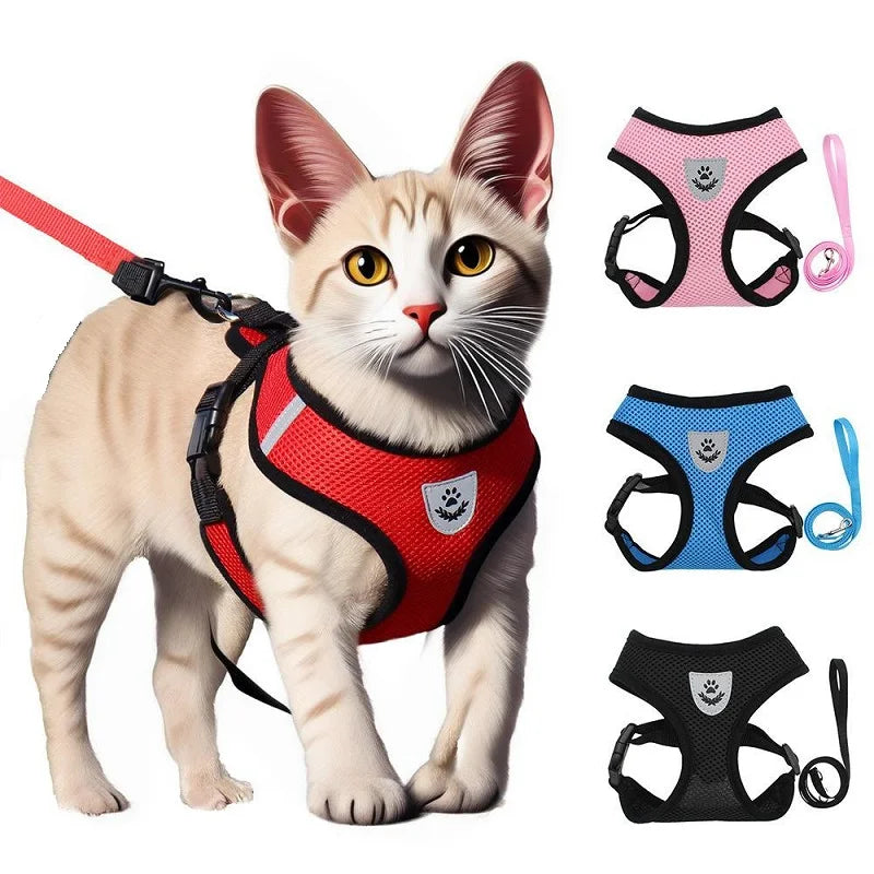 Arnés Antiescape para Gatos con Correa y Chaleco Reflectante