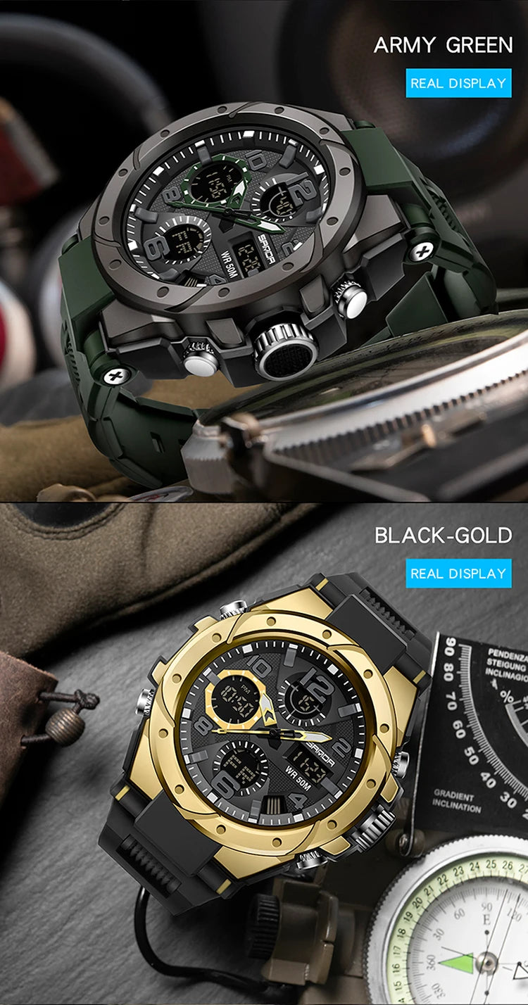 Reloj Militar SANDA Digital LED Doble Pantalla para Hombre