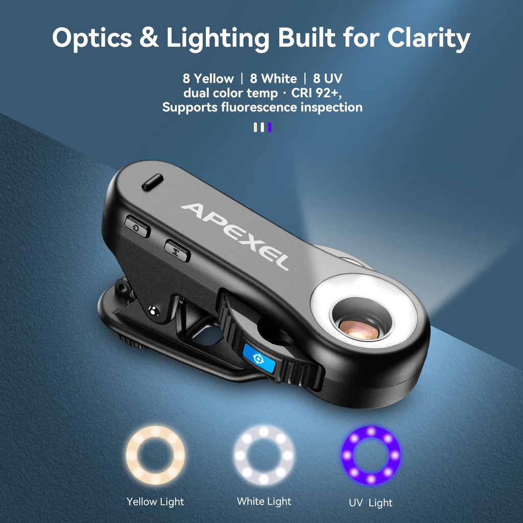 Microscopio HD 3 en 1 para Smartphone con Luz LED