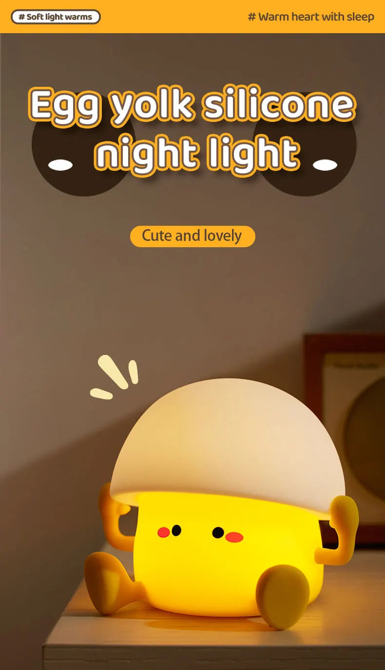 Bonita luz nocturna, lámpara de yema de huevo, lámpara de seta, decoración creativa de escritorio, carga USB, luz nocturna interior para niños, regalo de cumpleaños