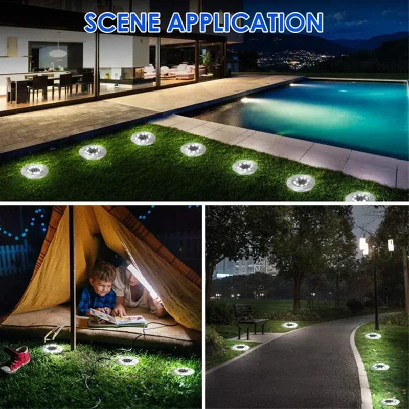 Luz de disco de energía Solar para jardín al aire libre, foco de luz subterránea para cubierta, lámpara Led Solar enterrada, decoración de jardín, 8/20Led