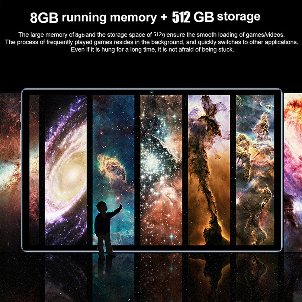 Tablet BDF 10.1": Android 13, 8GB RAM, 512GB ROM, 10 núcleos, 4G LTE