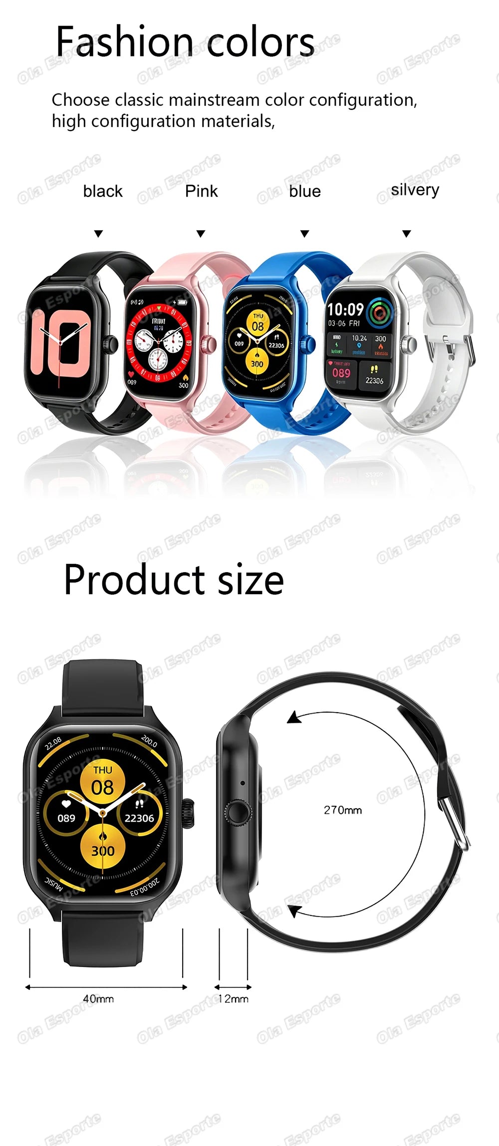 Reloj Inteligente para Hombre y Mujer, 2.01'', Resistente al Agua, Deportivo, con Respuesta a Llamadas, Monitor de Sueño, Podómetro, Alertas de Información, Nuevo
