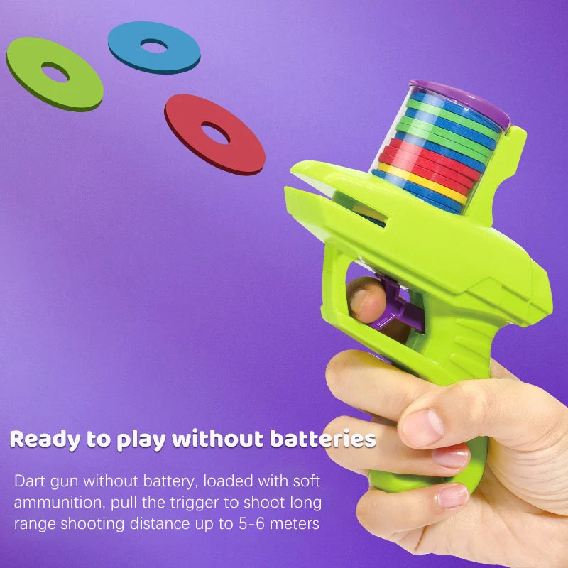 Pistola voladora de tiro para niños, juguete de seguridad EVA, espuma suave, disco lanzador, juegos de interacción entre padres e hijos al aire libre