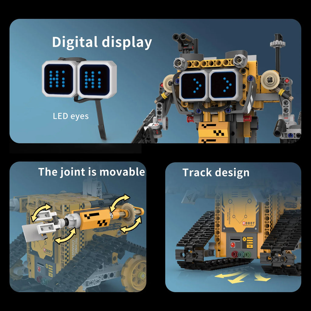 Montaje de modelo de robot transformable 5 en 1 con pantalla Digital, juguete de bloques de construcción de robot de control remoto, juguete para regalo para niños