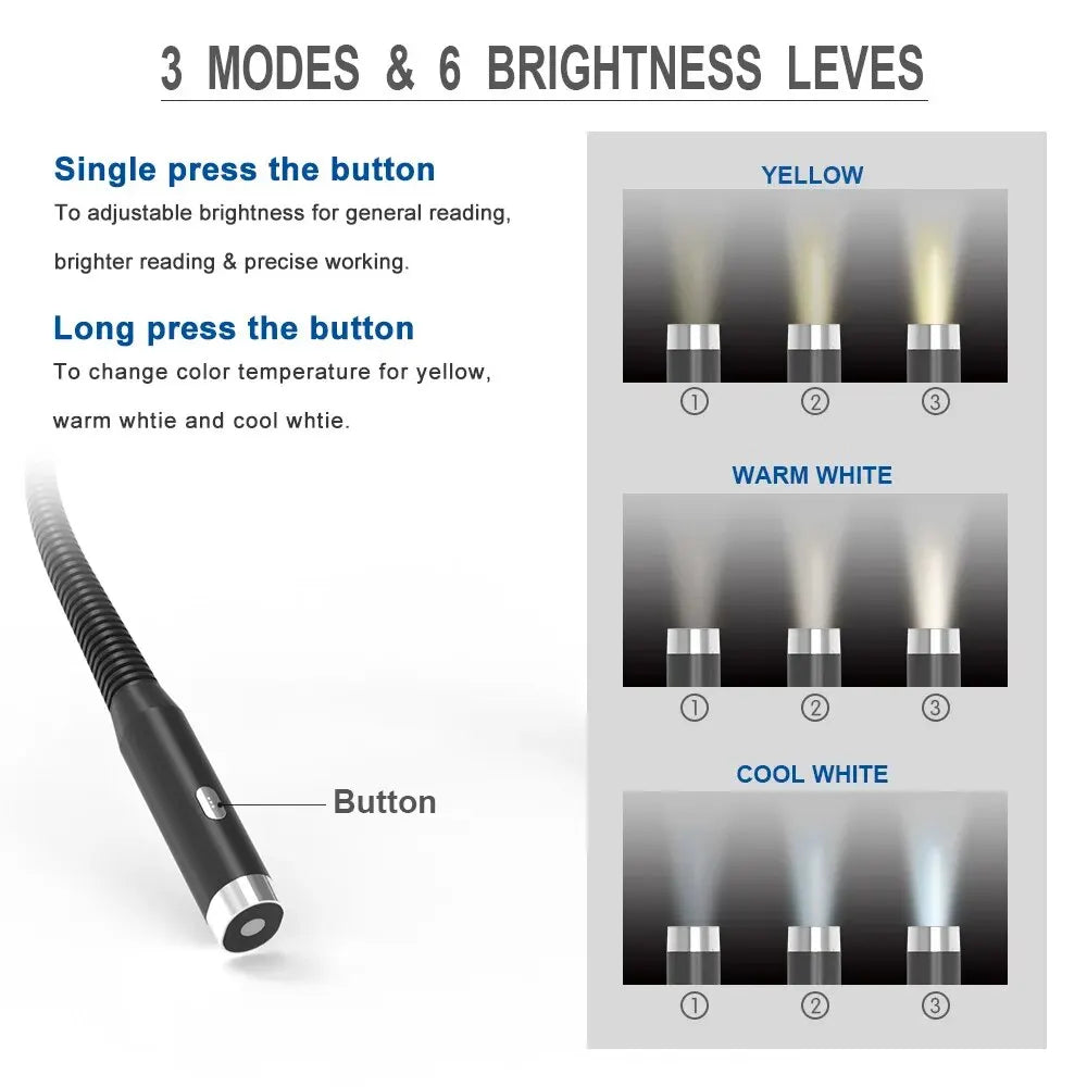 Luz LED para el Cuello, Lámpara de Lectura 3 Modos
