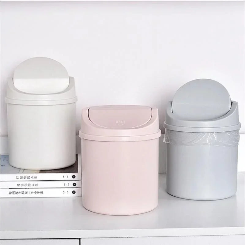 Mini cubo de basura de escritorio con tapa, organizador de basura, dormitorio, oficina, escritorio, caja de almacenamiento para coche, cocina, baño, basura