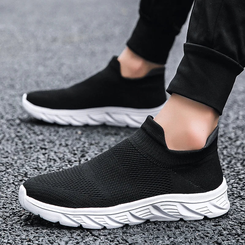 Zapatos informales transpirables para hombre, zapatos vulcanizados sin cordones, zapatillas informales ligeras para hombre, zapatos planos antideslizantes suaves, mocasines para exteriores