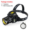 Linterna frontal LED COB con sensor de movimiento batería 18650