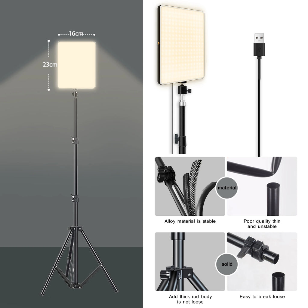 Luces LED para vídeo, iluminación para fotografía de conferencias, luz para Selfie, lámpara de estudio fotográfico con trípode para disparar transmisión en vivo, Zoom TikTok
