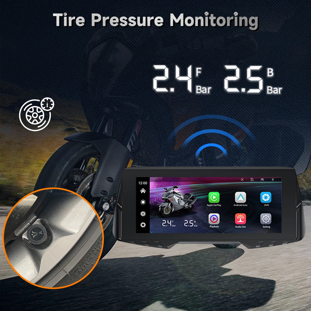 Spedal CL876 Gps inalámbrico para motocicleta, CarPlay/Android Auto, 6,86 pulgadas, 1080P, cámaras duales, grabación en bucle, monitoreo de presión de neumáticos