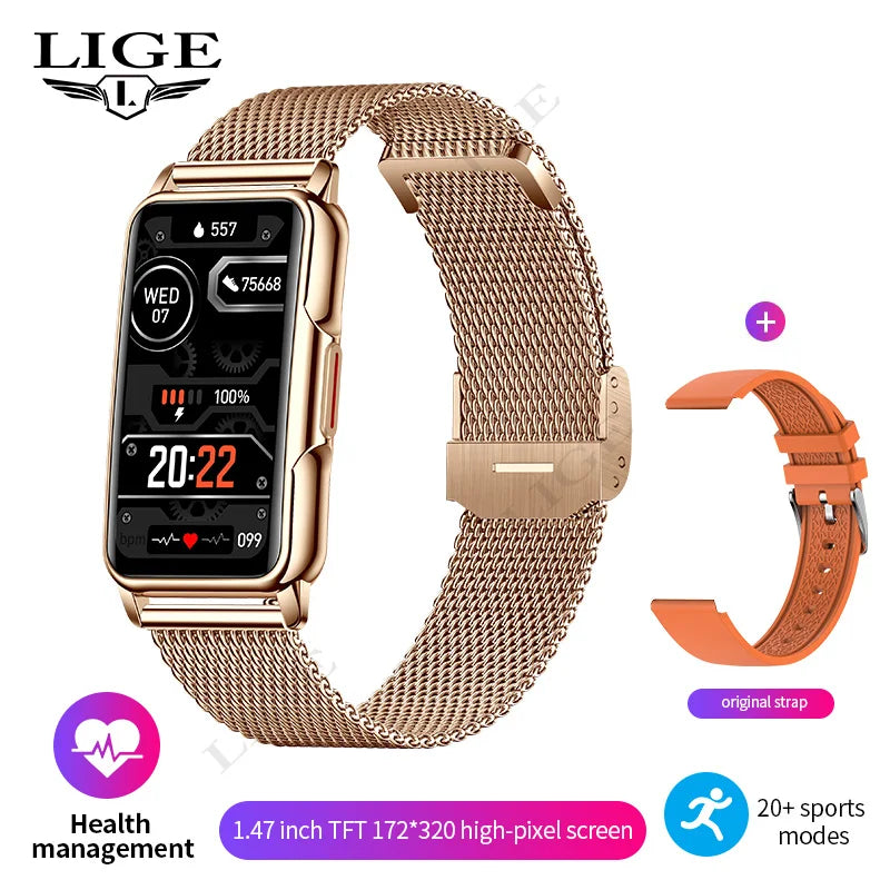Smartwatch deportivo con frecuencia cardíaca 1,47" para mujer y hombre