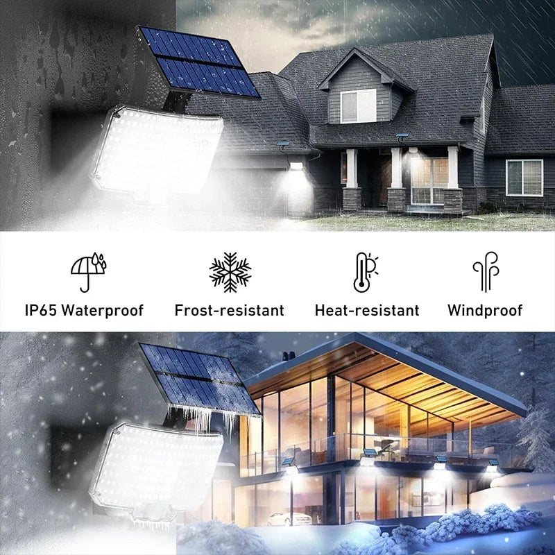 Luz Solar para exteriores, Sensor de movimiento superbrillante, lámpara LED de pared para jardín de gran potencia, resistente al agua IP65, 3 modos de trabajo