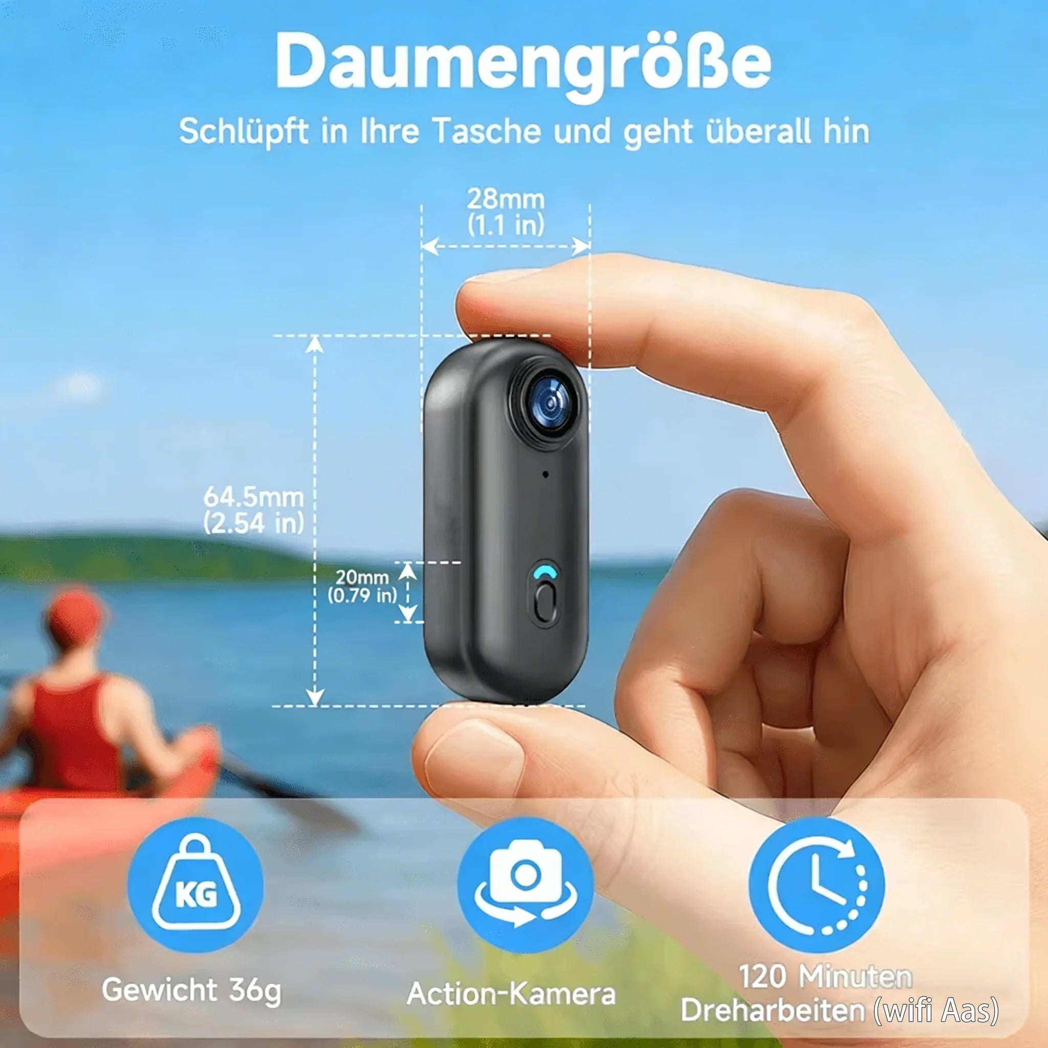Mini cámara de acción 4K POV magnética con WiFi para casco, bicicleta y deportes
