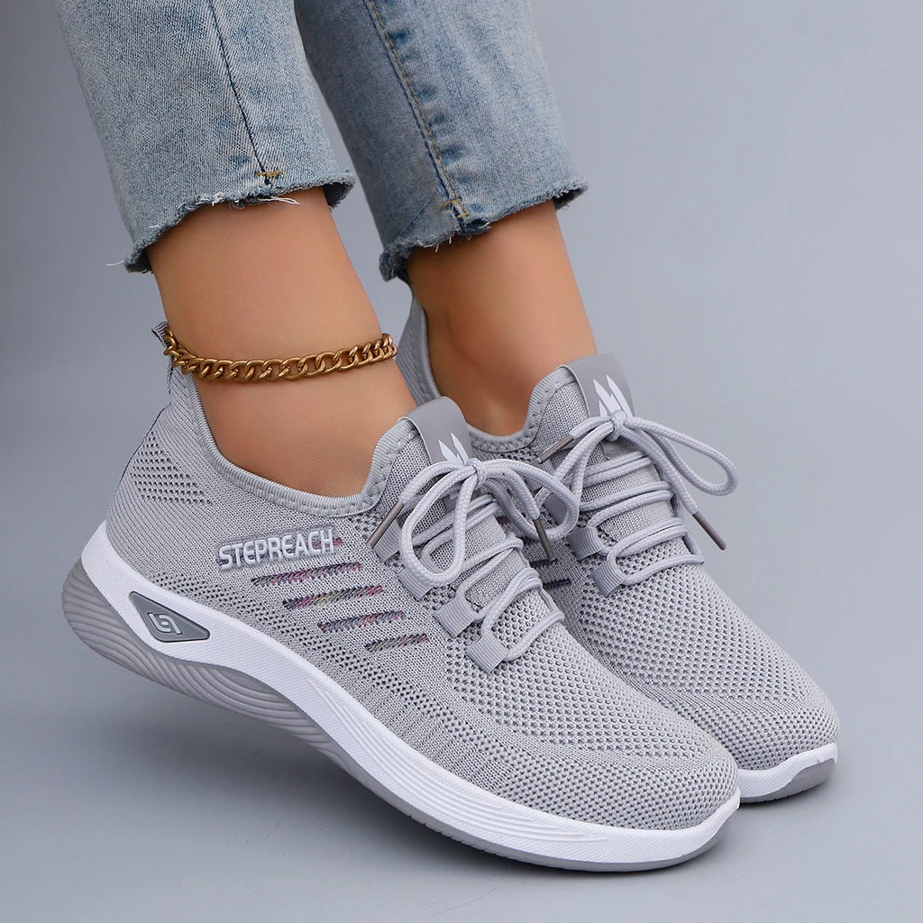 Primavera y otoño nuevos zapatos deportivos informales con cordones para mujer, cómodos, transpirables, ligeros y resistentes al desgaste