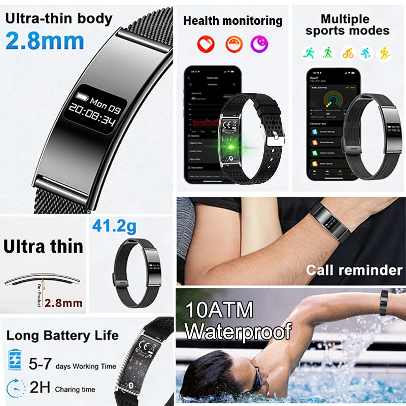 Pulsera Inteligente Deportiva Resistente al Agua IPX8 con Monitor de Salud