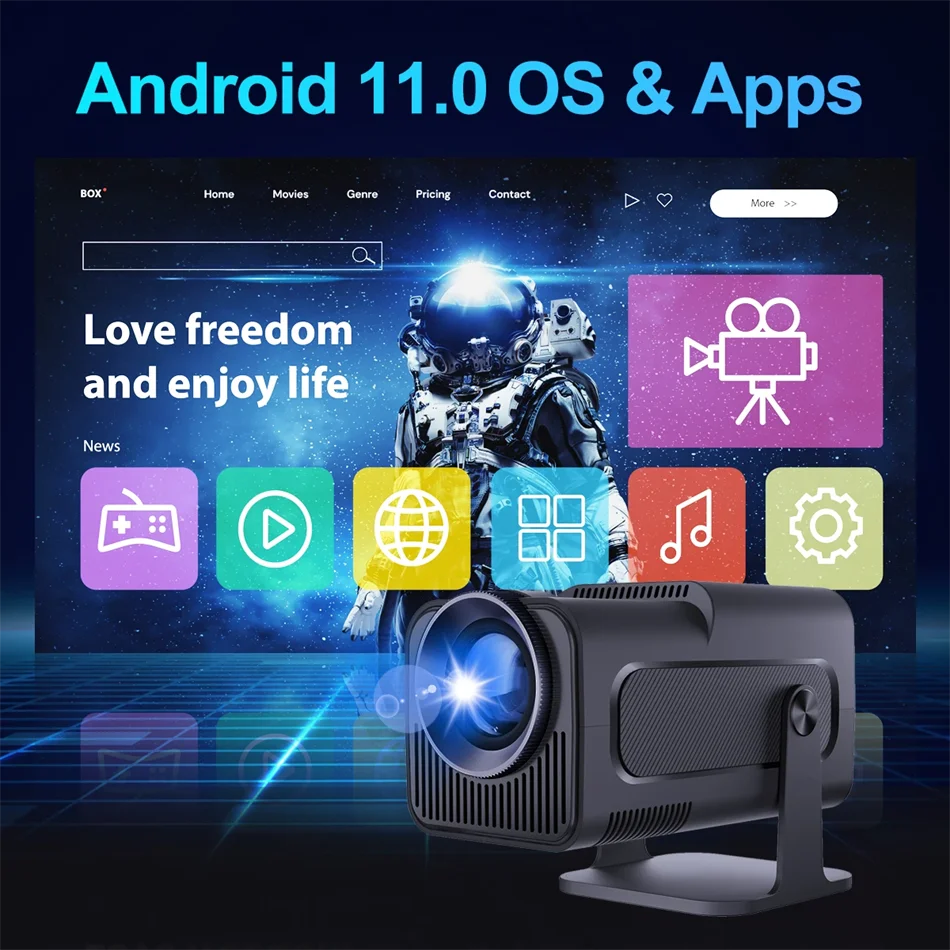 2025 4K Android 11 Proyector Nativo 1080P 390ANSI HY320 Dual Wifi6 BT5.0 1920*1080P Cine Proyector portátil actualizado HY300