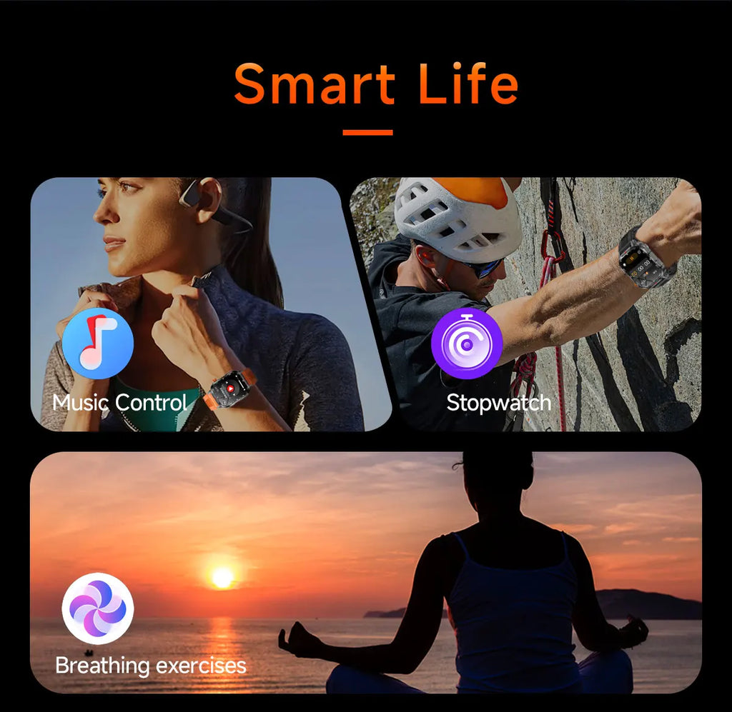 Reloj inteligente de gran tamaño para hombre, iluminación militar para exteriores, batería de 1100Mah, rastreador de Fitness GPS, reloj inteligente de ritmo cardíaco resistente al agua y 10ATM