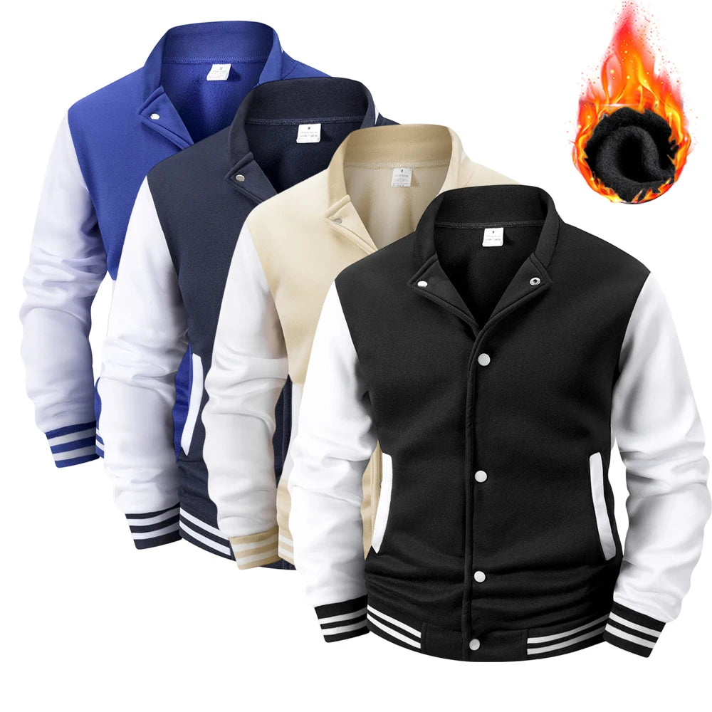 Chaqueta Universitaria de Béisbol para Hombre, Forro Polar, Retro