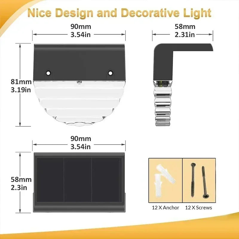 Luces solares para cubierta, luces para valla, luces para escalones al aire libre, luces solares impermeables para barandilla, escaleras, valla, patio y camino