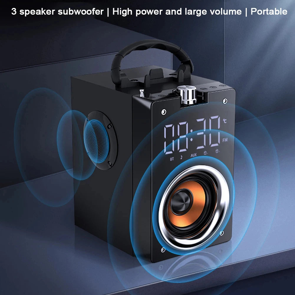 Altavoces Bluetooth inalámbricos de Supergraves de madera, Subwoofer estéreo portátil de alta potencia, Centro de música, soporte TF, Radio FM, HIFI BoomBox