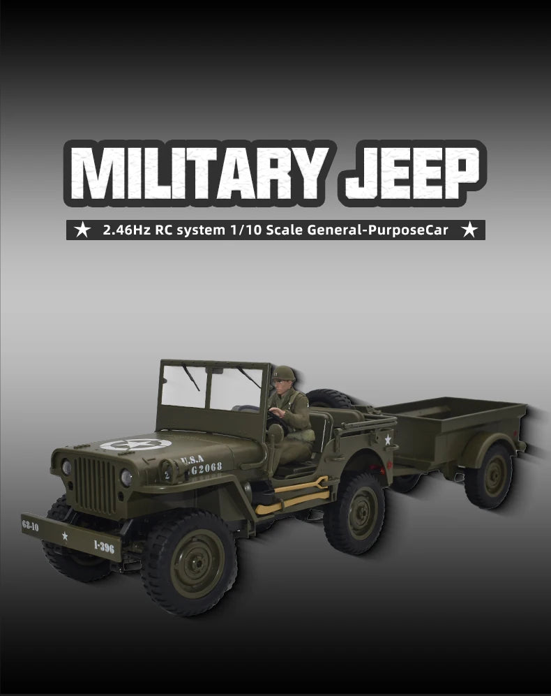 Coche RC JJRC C8815, Jeep Willys 1941, 2.4g 4WD RTR, Crawler, Camioneta Militar Todoterreno, Juguete de Escala, Regalo para Niños