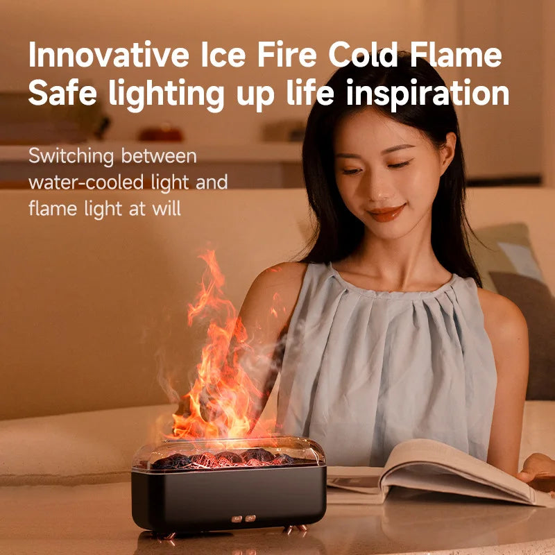 Difusor de Aroma de Aceite Esencial con Diseño de Lava Volcánica de 300 ml, Pequeño Difusor de Fragancia para el Hogar con USB, Humidificador con Efecto de Llama