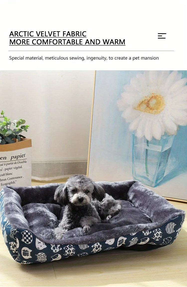 Cama Acolchada con Bordes para Perros y Gatos — Todos los Tamaños