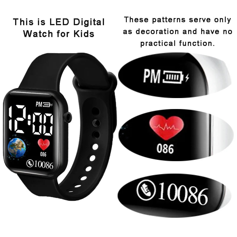 Relojes YIKAZE para niños, reloj Digital LED para niños, correa de silicona, reloj de pulsera electrónico de dibujos animados, reloj deportivo para niños y niñas, regalos