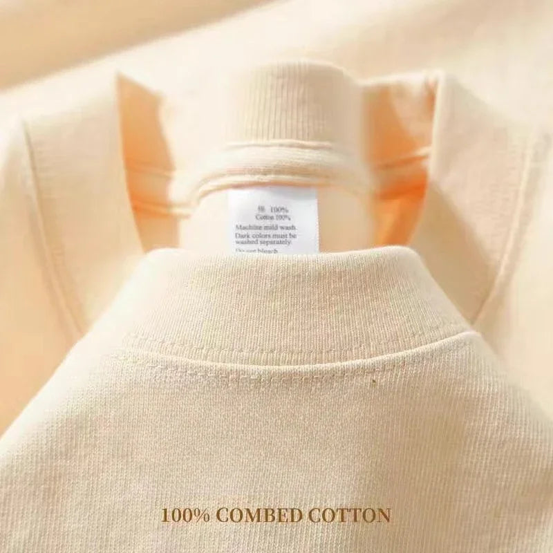 Camiseta Pesada de Algodón 425g para Hombre, Cuello Redondo