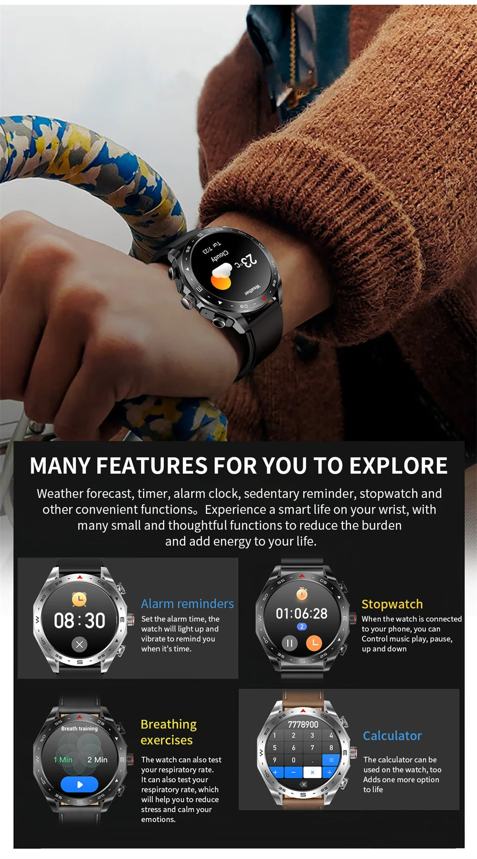 Reloj Inteligente AMOLED con Auriculares Bluetooth Incluidos