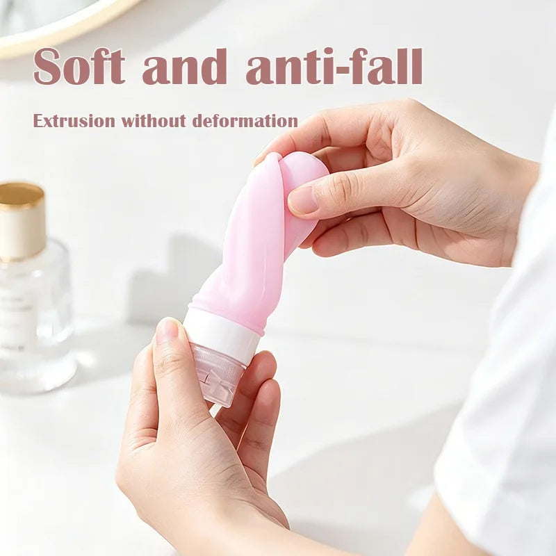 Juego de 3 Botellas Dispensadoras de Silicona Suave para Viaje, a Prueba de Fugas, Portátiles para Champú, Gel de Ducha, Maquillaje y Loción