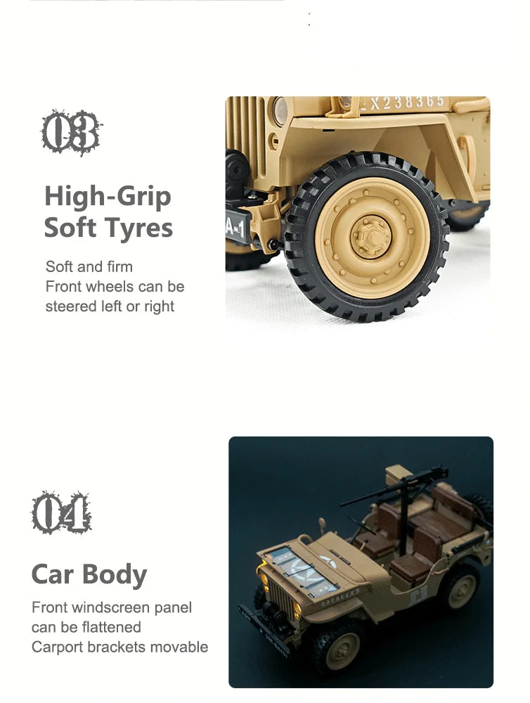 Jeep Willys RC 1/14 Militar con Cabrestante 4WD