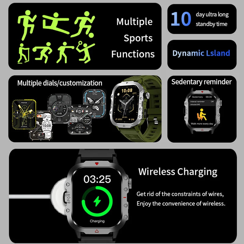 Reloj inteligente con llamada Bluetooth, electrónica, reloj inteligente militar, reloj de Fitness Digital, relojes de regalo para hombre y mujer, iOS, Android 2025, nuevo