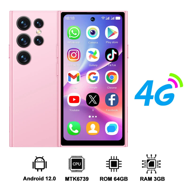 SERVO S27 MINI teléfono inteligente pequeño 4G LTE Android 12,0 OS 3GB + 64GB APP Store GPS 4,0 "pantalla completa de bolsillo teléfonos inteligentes 2 SIM en espera
