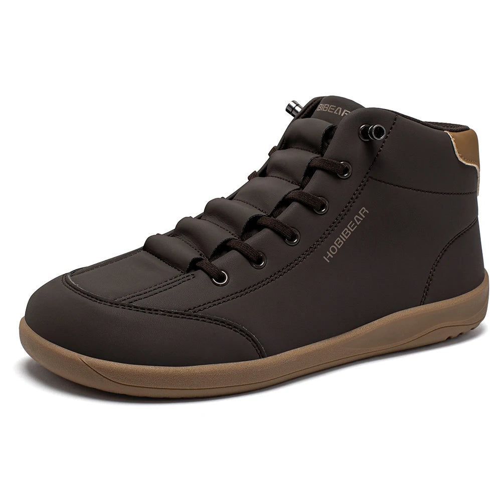 HOBIBEAR Zapatos descalzos de caña media, botines minimalistas con punta ancha Unisex, zapatillas antideslizantes de cuero Artificial para exteriores