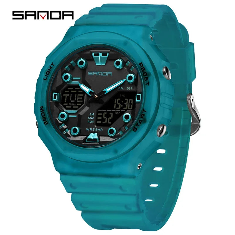 Reloj Digital SANDA 6200 para Hombre, Deportivo LED Impermeable 50M