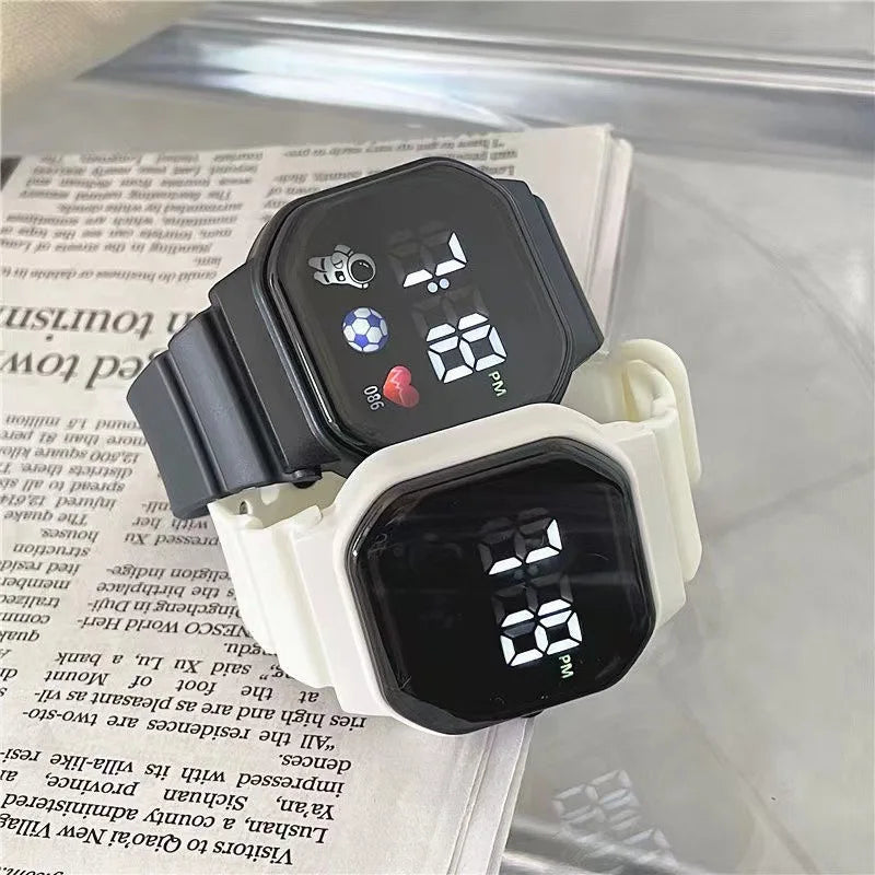 2 unids/set niños reloj estudiantes deportes LED relojes digitales Spaceman correa de silicona reloj de pulsera electrónico para niños niñas