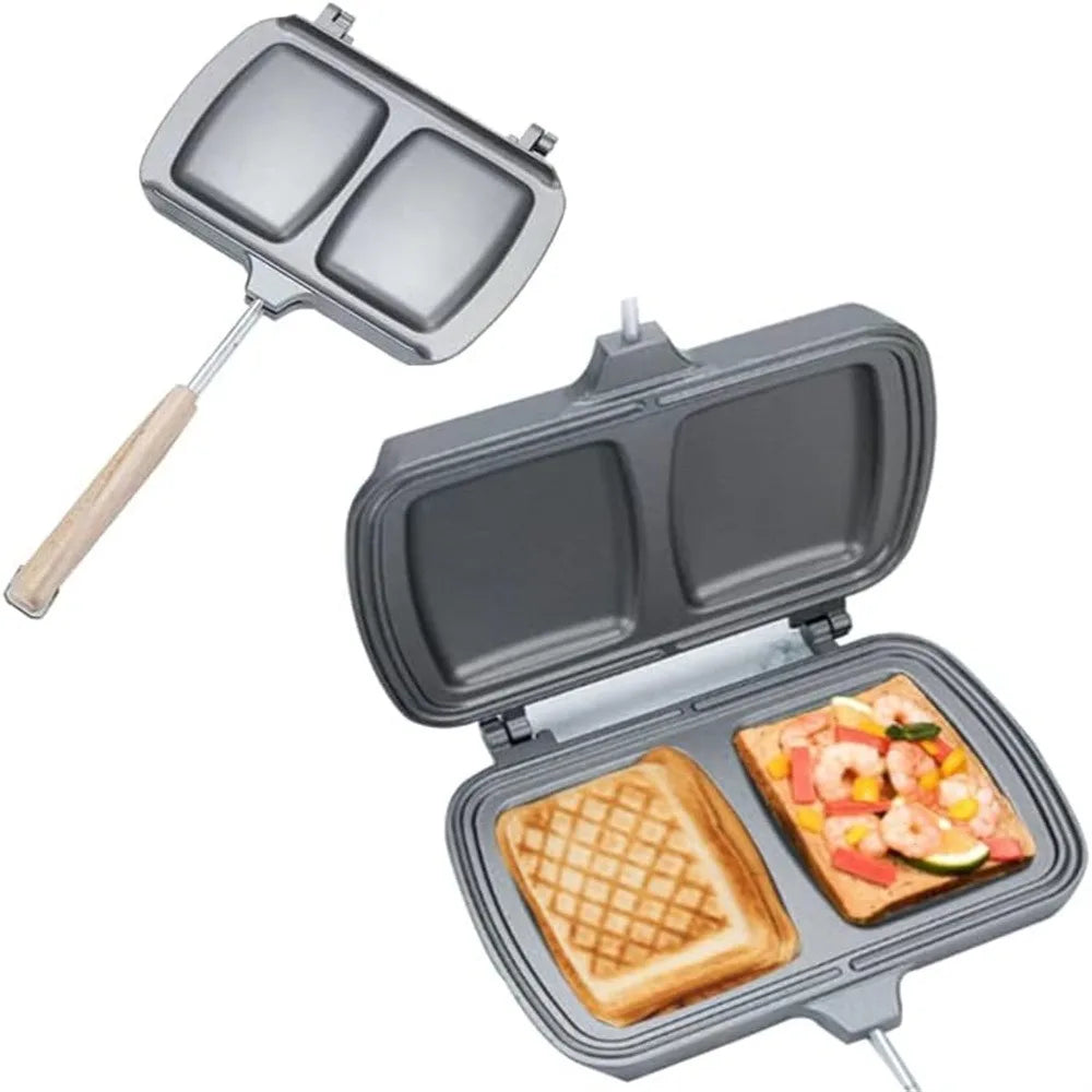 Plancha de doble cara para sándwiches, queso a la parrilla, sartén antiadherente de doble cara extraíble para desayuno, sándwiches