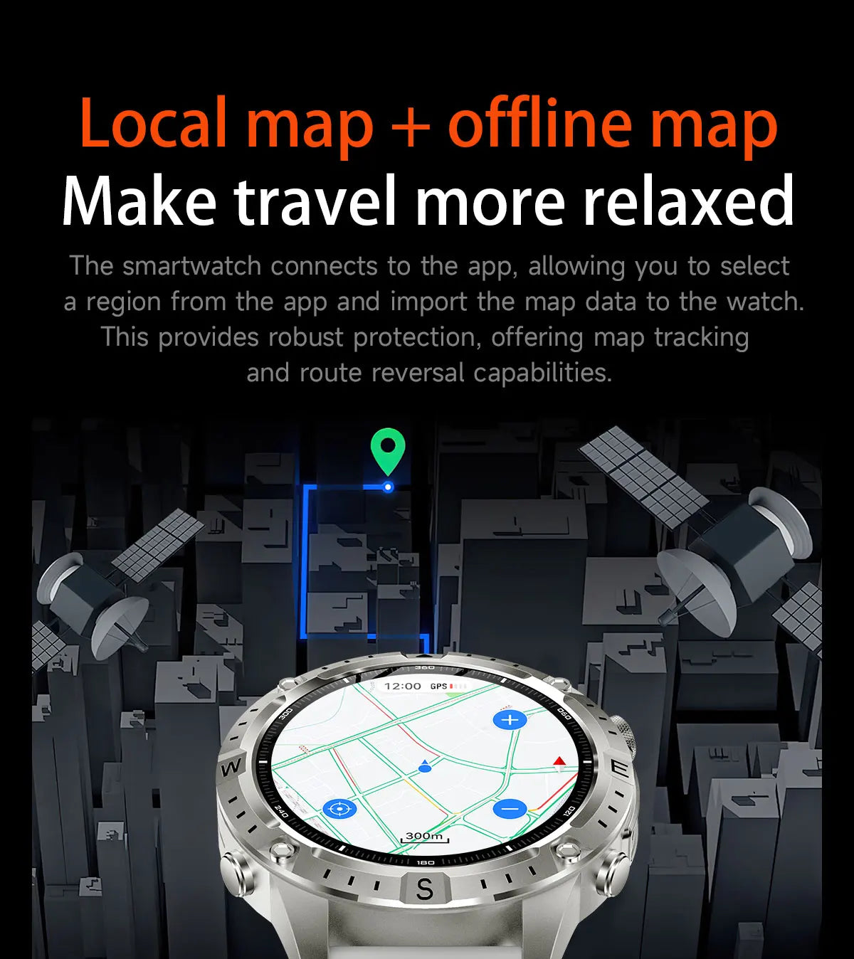 Reloj Inteligente con GPS, Mapa Offline, Linterna y 170 Deportes