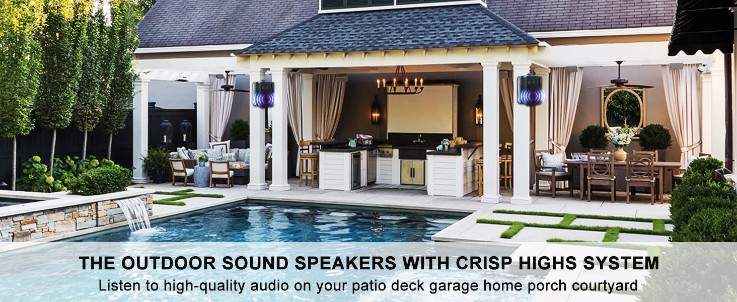 STUDIOFINIX Altavoces Pasivos de 3 Vías para Exteriores de 3.5 Pulgadas y 200W, Sonido Nítido, Cableados, Resistentes a la Intemperie, Montaje en Pared para Patio, Barco, 2 Piezas