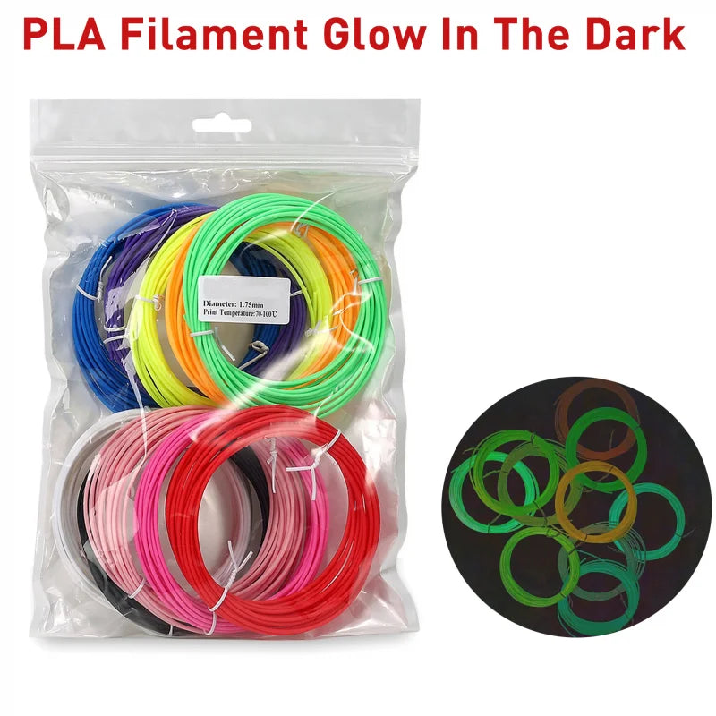Filamento PLA Fluorescente 1.75mm para Bolígrafo 3D, 6 Colores