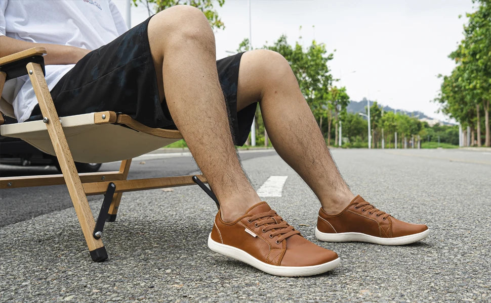 HOBIBEAR Zapatos minimalistas de punta ancha, zapatillas Unisex descalzas con caída cero, zapatos casuales de moda de cuero Artificial