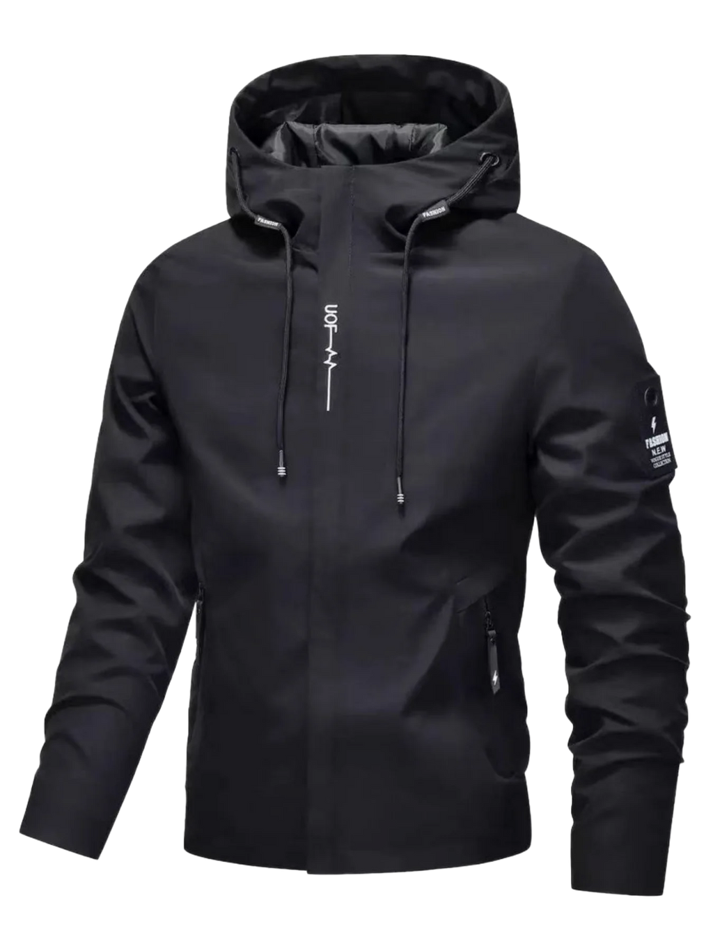 Chaqueta con Capucha para Hombre – Estampado Letras, Cierre Cremallera
