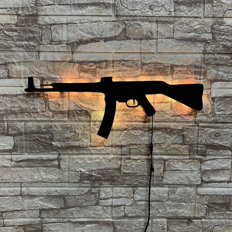Lámpara de Pared LED 3D Pistola Luz Nocturna USB