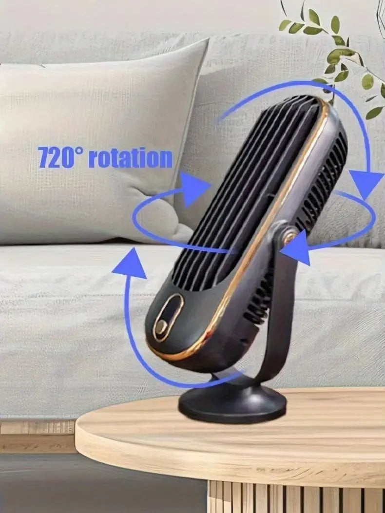 Ventilador de Aire Portátil con Motor Dual y 5 Velocidades 720°