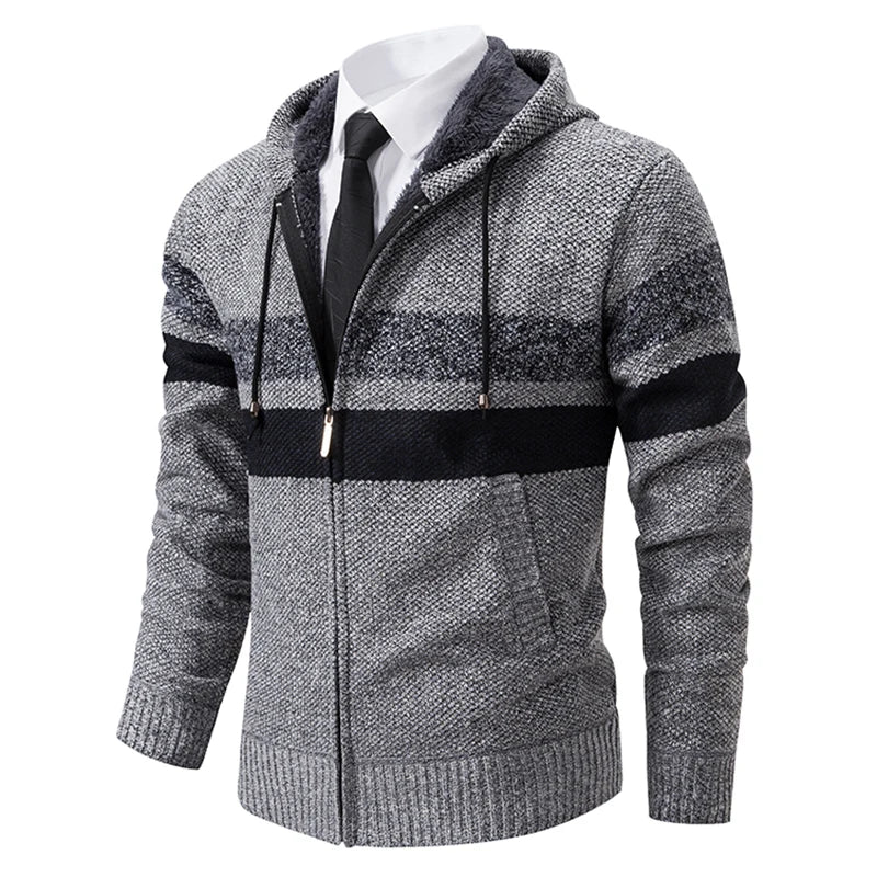 Cárdigan a Rayas con Cremallera para Hombre – Suéter de Punto Informal