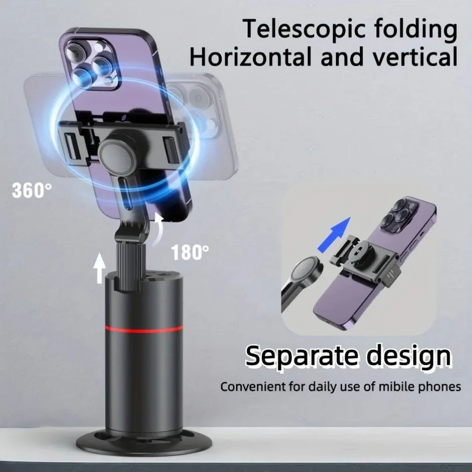 Soporte para Teléfono de Escritorio P02 con Seguimiento Facial 360 °   Gimbal Giratorio Automático para iPhone 16 15 Samsung S23 Xiaomi, Palo Selfie de Mano