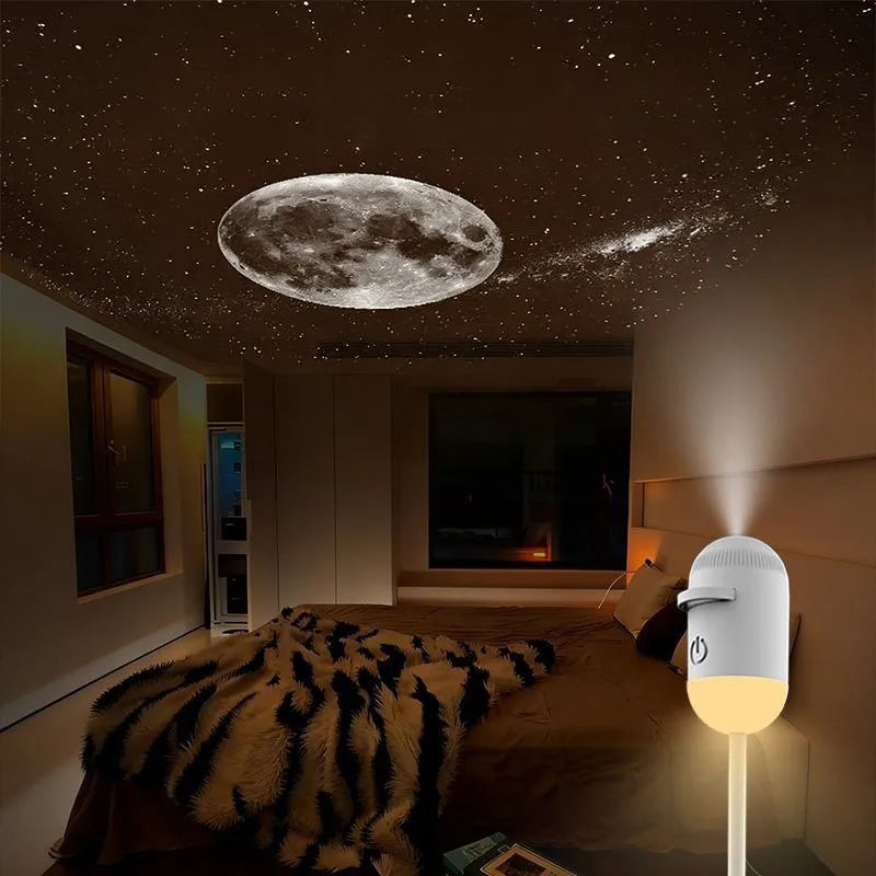Mini proyector de estrellas galaxia con luz nocturna 2 en 1 y rotación 360°